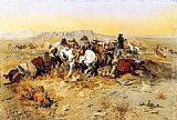 Charles Marion Russell Famous Paintings - A Desperate Stand